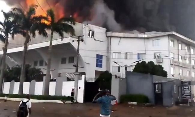 BREAKING: Fire Guts Chris Oyakhilome’s Christ Embassy Church Headquarters In Lagos